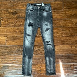 Zara Black Ripped Paint Splatter Skinny Jeans